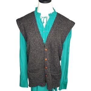 Vintage Robert Bruce Wool Vest Men XL Union Tag Eclectic Grandpa Marl Gray Unisx